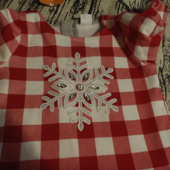 Gymboree North Pole Party Checked 4T snowflake Dress NWT. BIN M--SMALL BIN - Picture 2 of 2